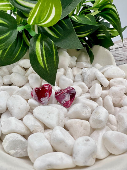 Red and White Heart Stud Earrings
