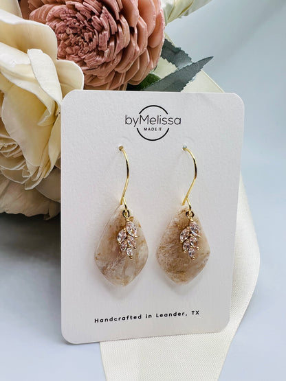 White and Gold Small Kite Drop Earrings