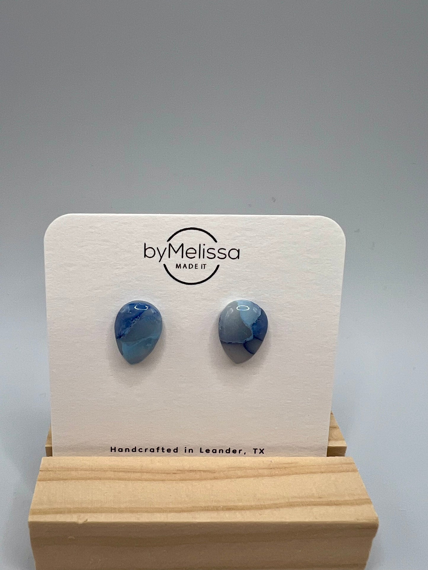 Navy and Columbia Blue Teardrop Stud Earrings