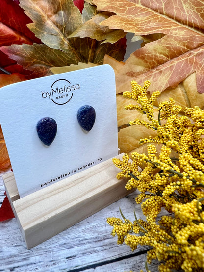 Navy and Maroon Teardrop Stud Earrings