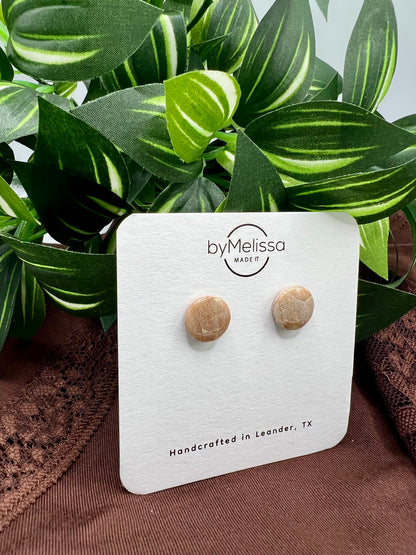 Mocha and Almond Small Circle Stud Earrings