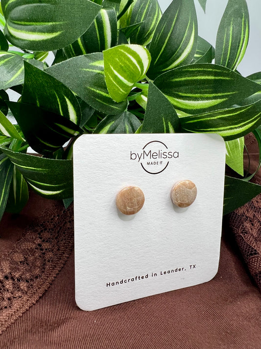 Mocha and Almond Small Circle Stud Earrings
