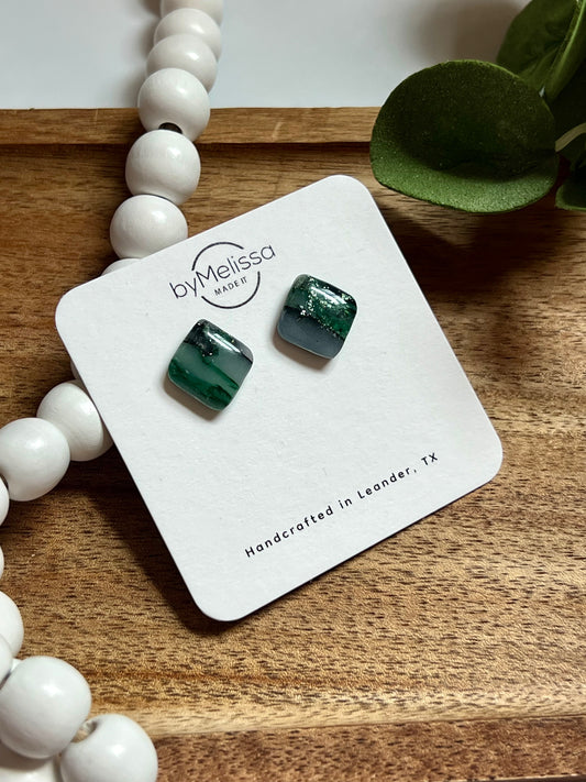Cedar Park High School earrings, green and black CPHS spirit jewelry, Timberwolves game day accessory