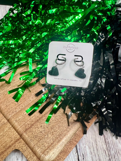 Cedar Park High School earrings, green and black CPHS spirit jewelry, Timberwolves game day accessory