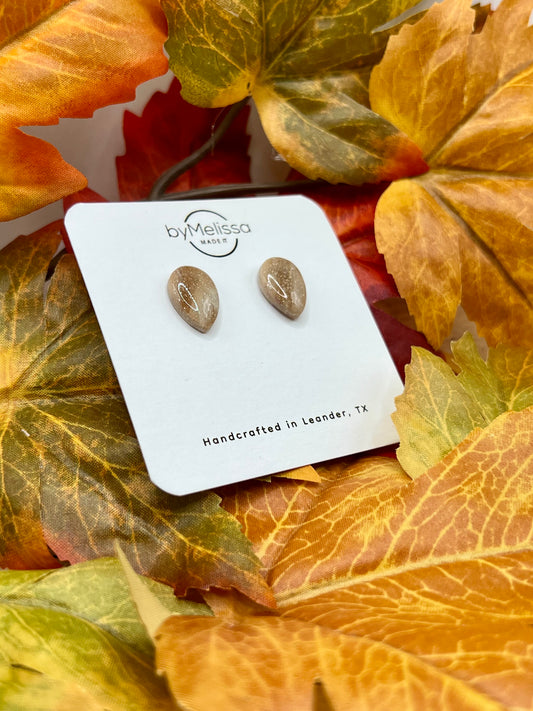 Mocha and Almond Teardrop Stud Earrings