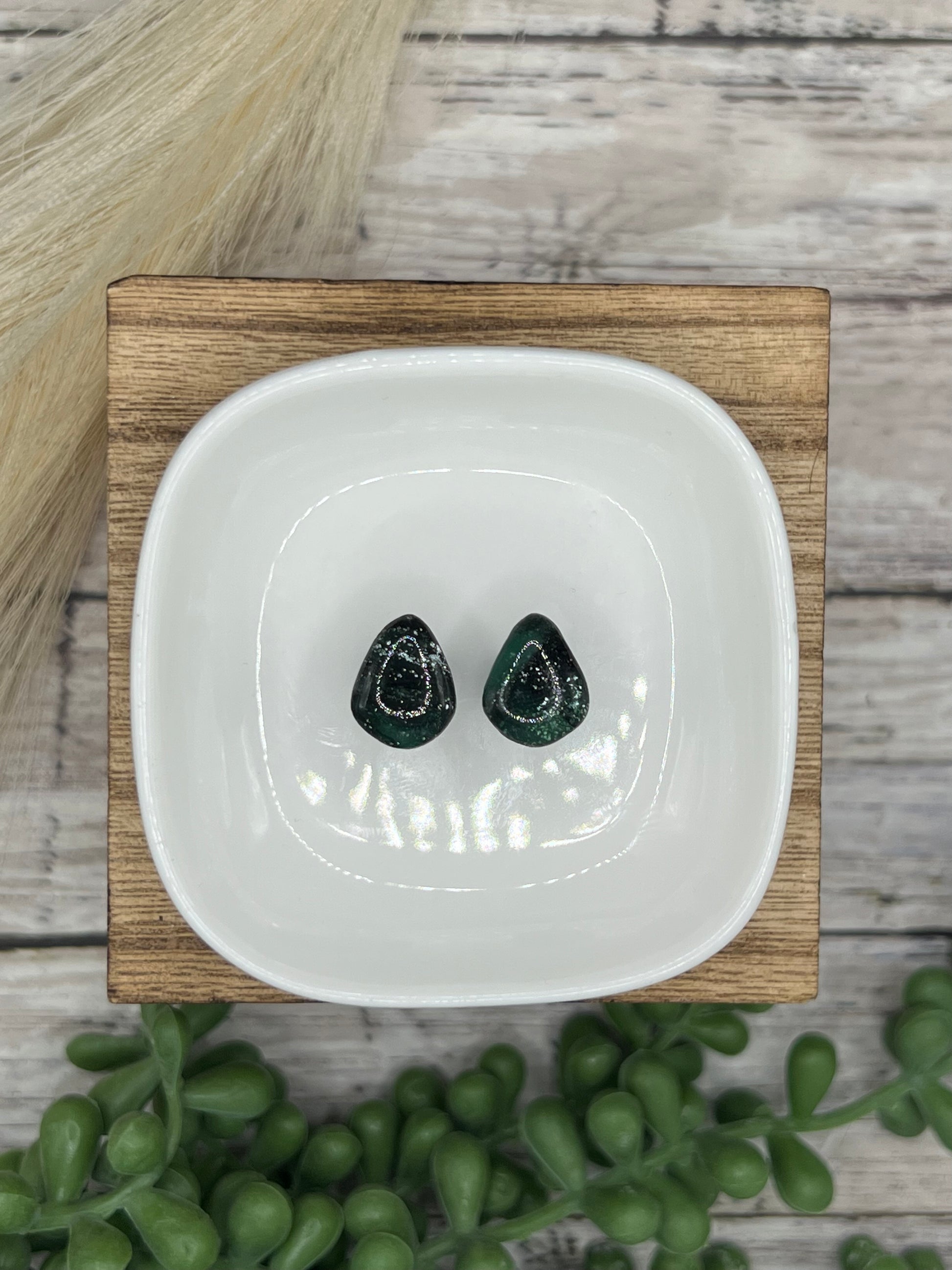 Cedar Park High School earrings, green and black CPHS spirit jewelry, Timberwolves game day accessory