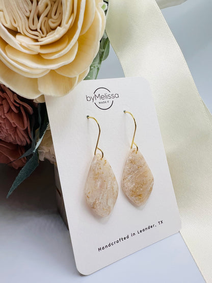 White and Gold Small Kite Drop Earrings