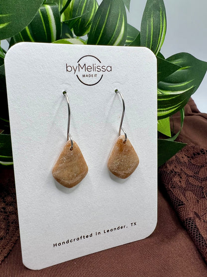 Mocha and Almond Petite Kite Drop Earrings in Silver