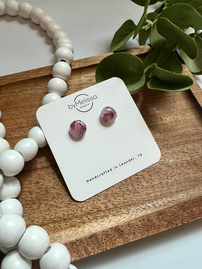 Maroon, Pink, and White Small Circle Stud Earrings