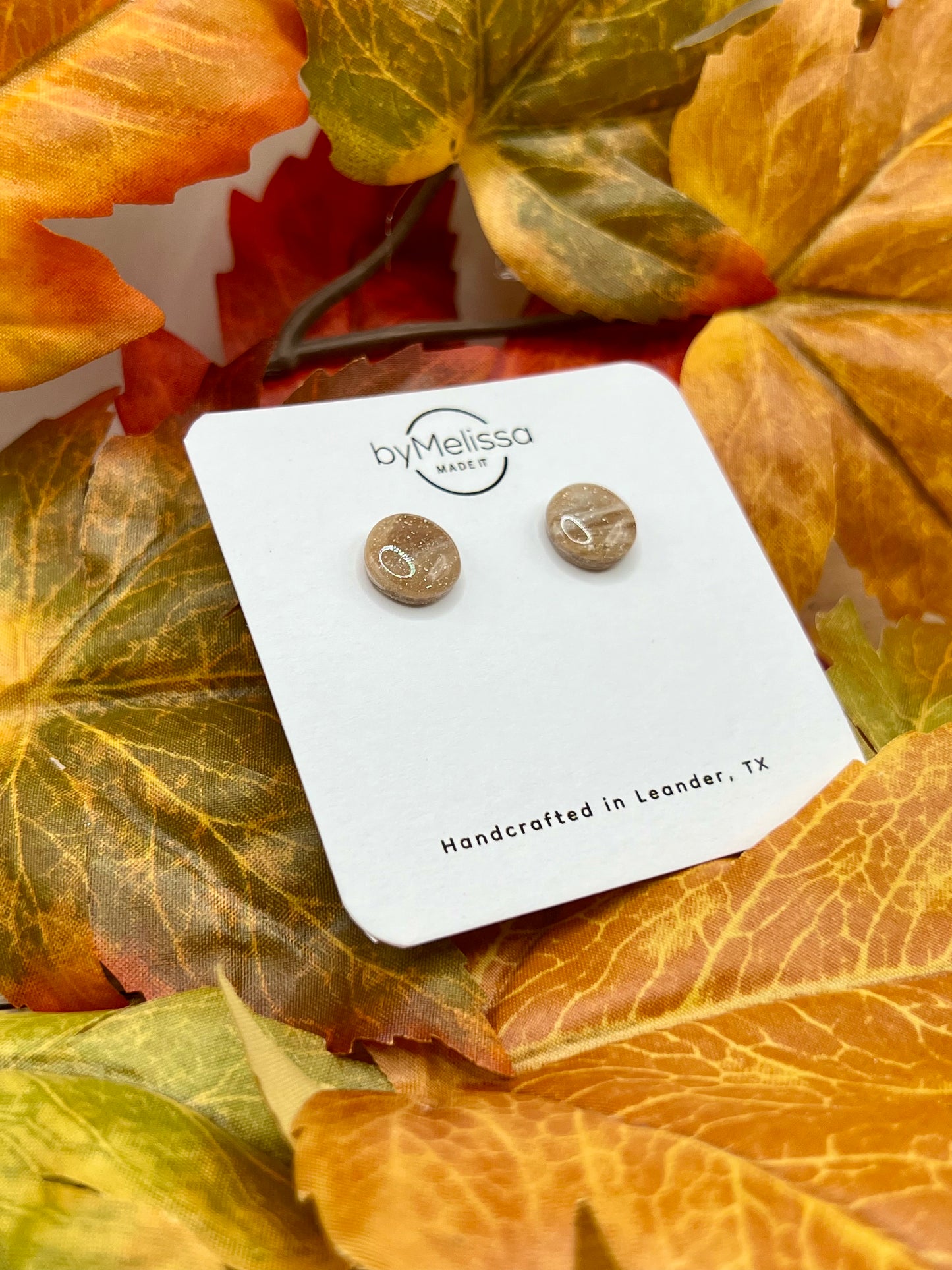 Mocha and Almond Small Circle Stud Earrings