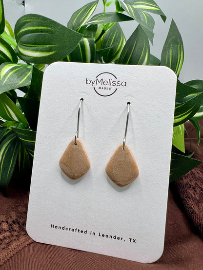 Mocha and Almond Petite Kite Drop Earrings in Silver