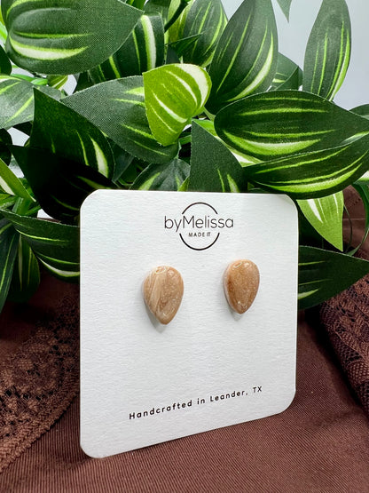 Mocha and Almond Teardrop Stud Earrings