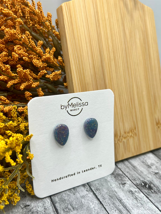 Teal and Plum Teardrop Stud Earring