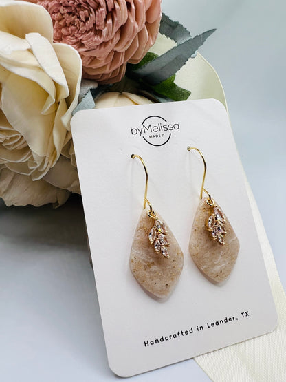 White and Gold Small Kite Drop Earrings