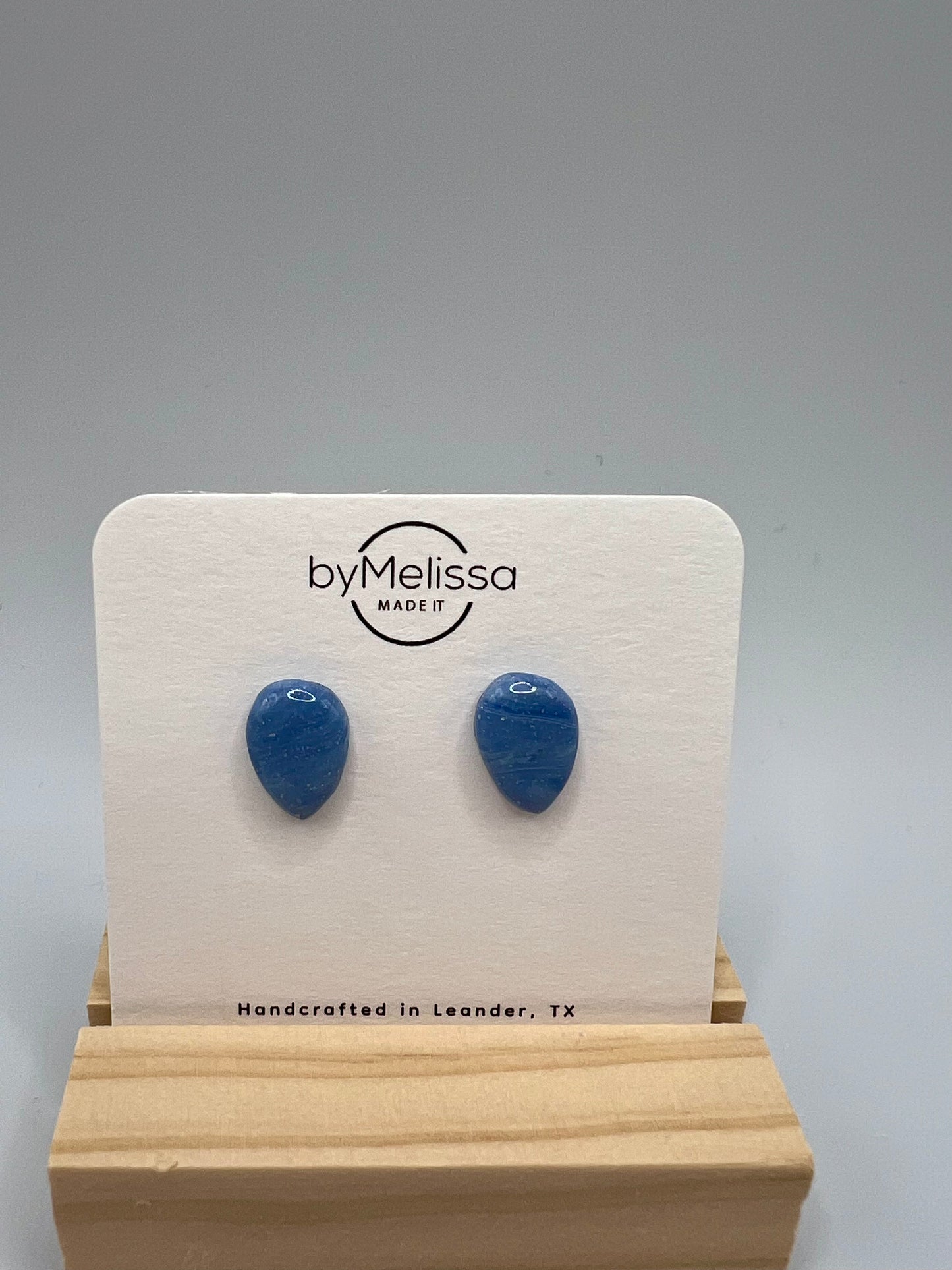 Navy and Columbia Blue Teardrop Stud Earrings