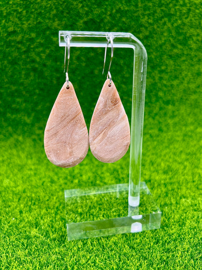 Mocha and Almond Small Teardrop Drop Earrings in Silver
