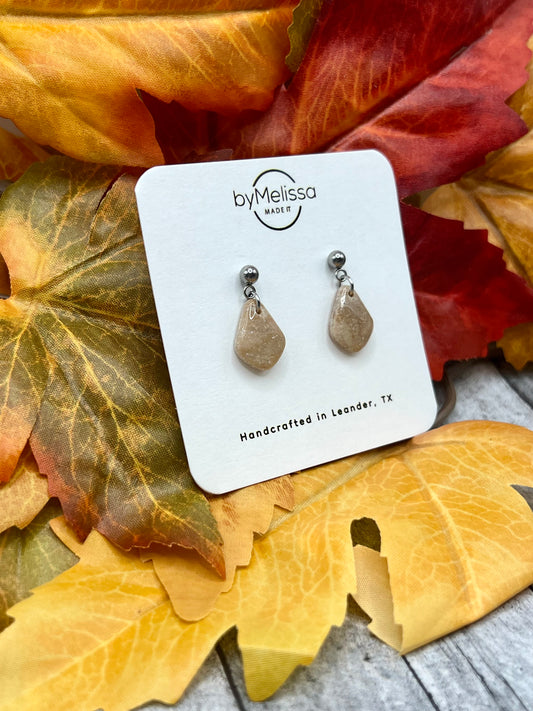 Mocha and Almond Mini Kite Silver Ball Stud Earrings