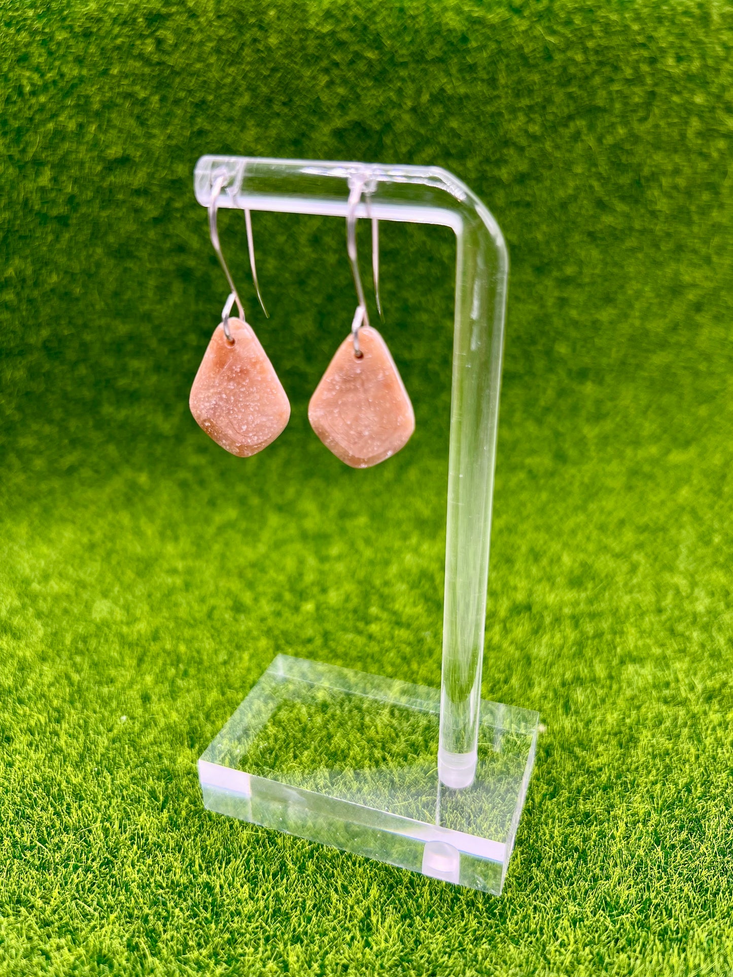 Mocha and Almond Petite Kite Drop Earrings in Silver