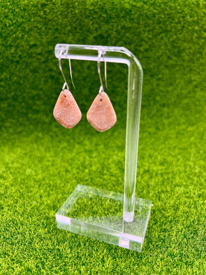 Mocha and Almond Petite Kite Drop Earrings in Silver