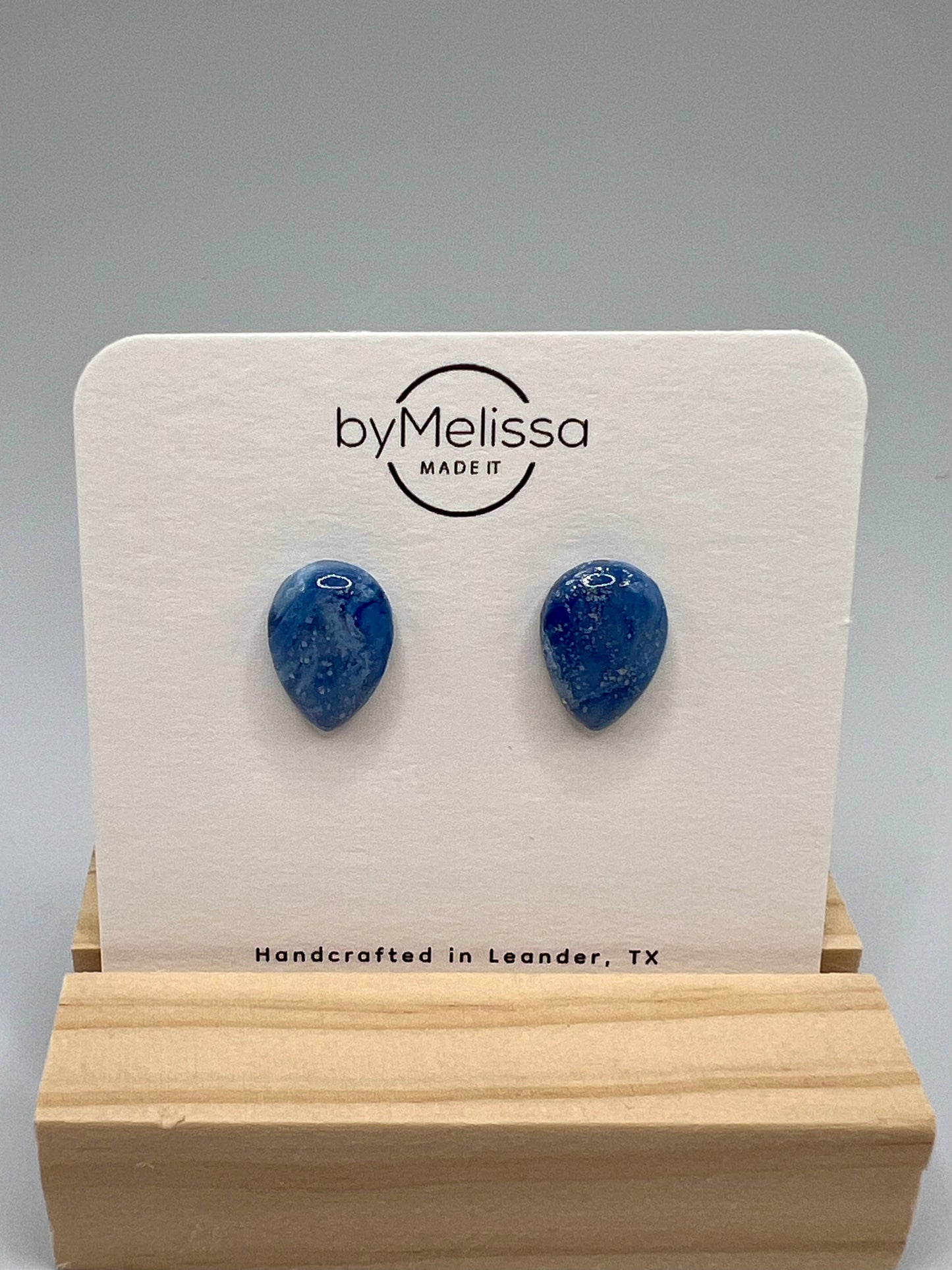 Navy and Columbia Blue Teardrop Stud Earrings