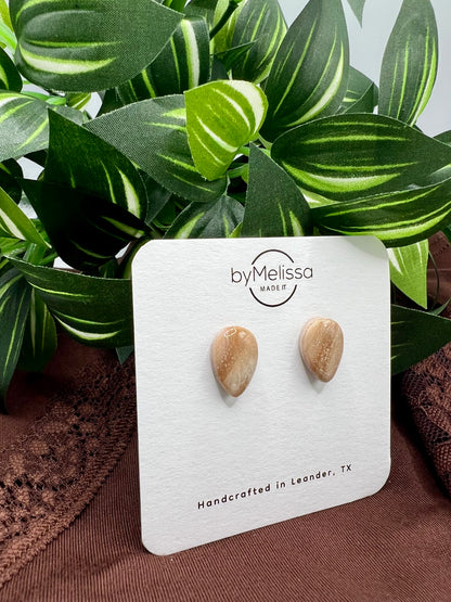 Mocha and Almond Teardrop Stud Earrings