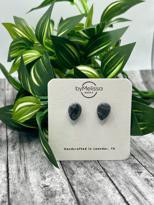Black and White Teardrop Stud Earring