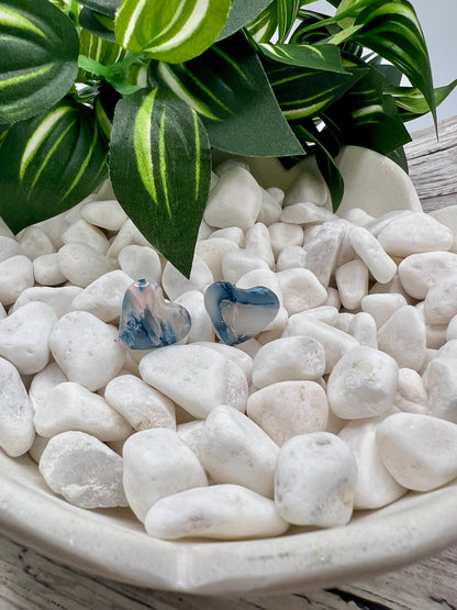 Navy and Light Pink Heart Stud Earrings