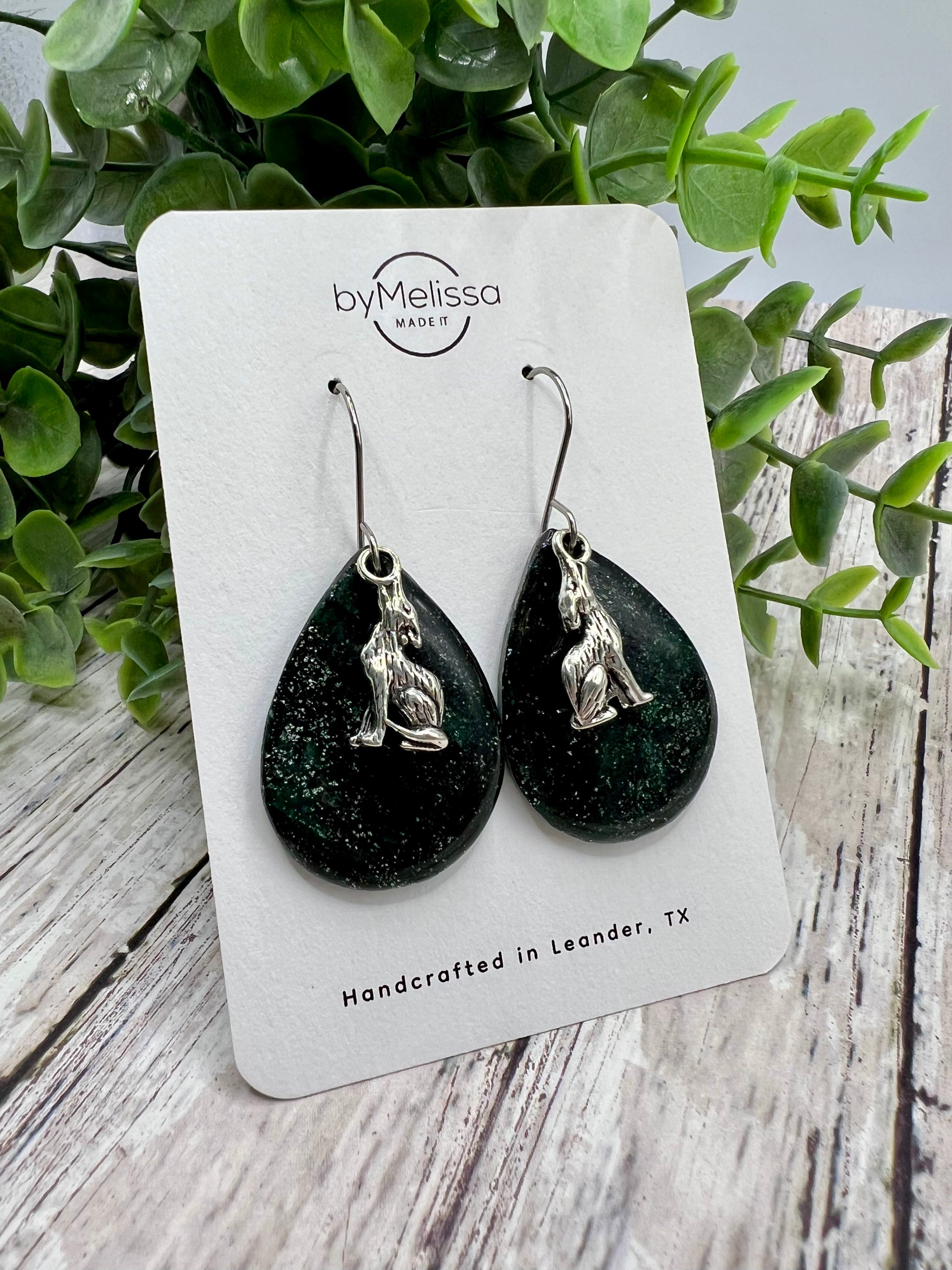 Cedar Park High School earrings, green and black CPHS spirit jewelry, Timberwolves game day accessory