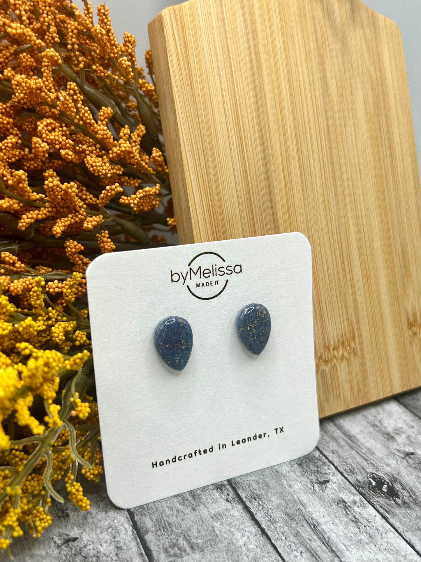 Teal and Plum Teardrop Stud Earring