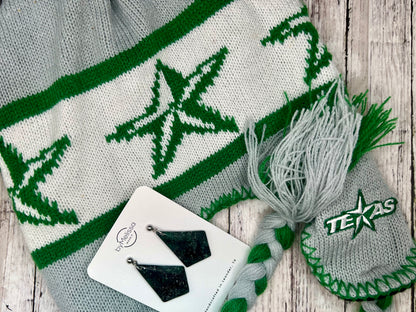 Cedar Park High School earrings, green and black CPHS spirit jewelry, Timberwolves game day accessory