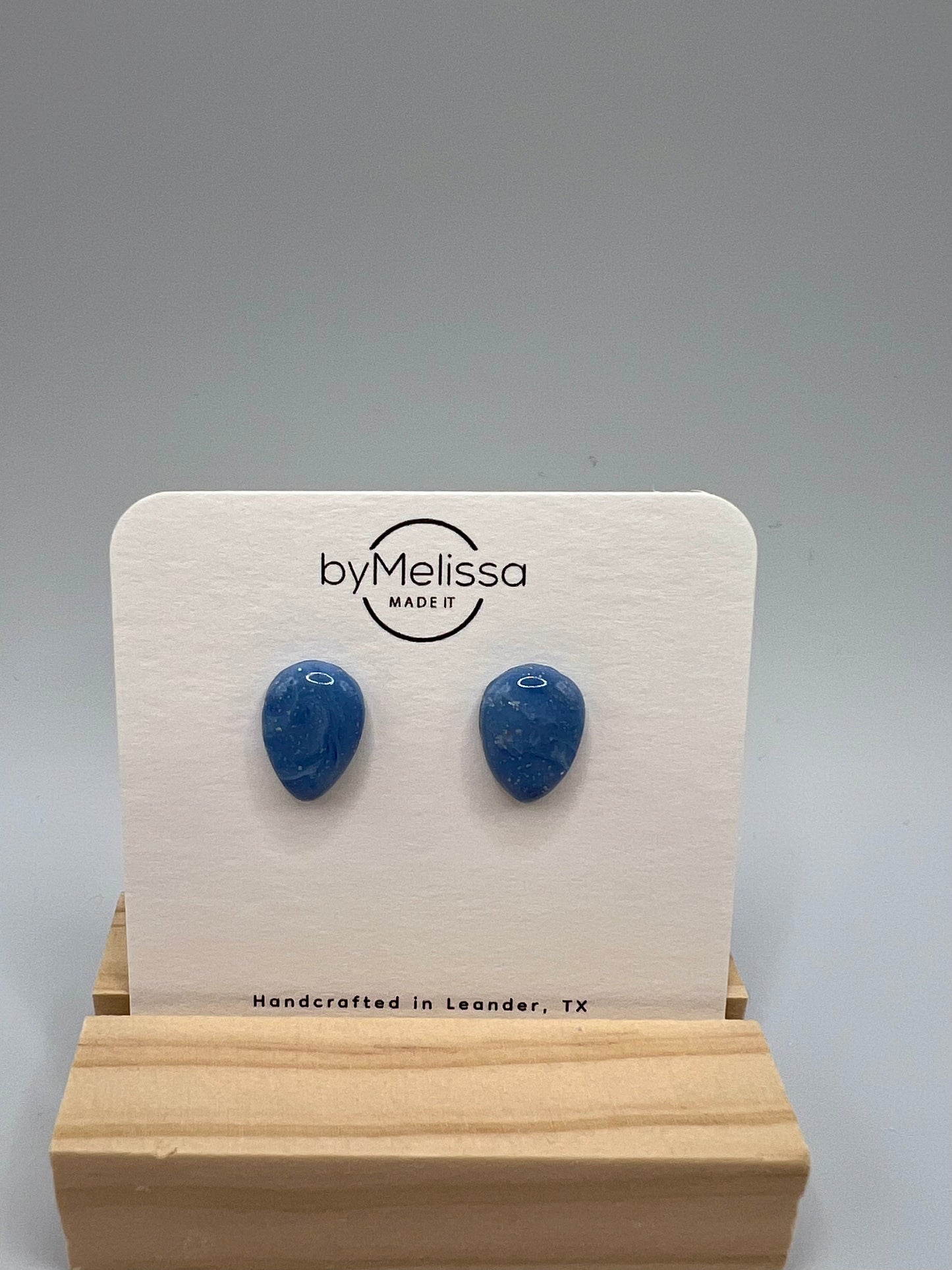 Navy and Columbia Blue Teardrop Stud Earrings