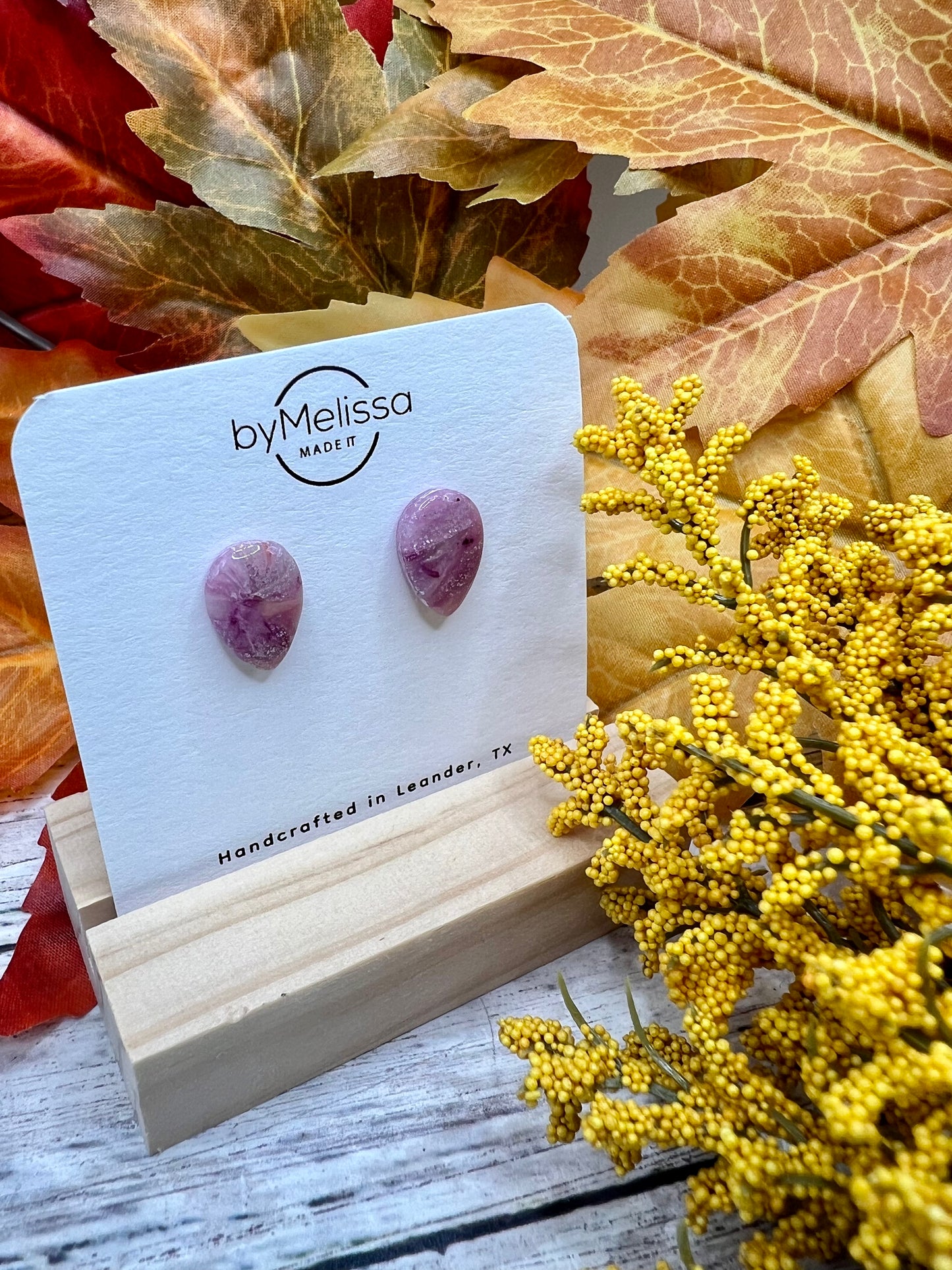 Plum and Pink Teardrop Stud Earrings