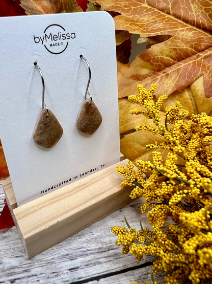 Mocha and Almond Petite Kite Drop Earrings in Silver