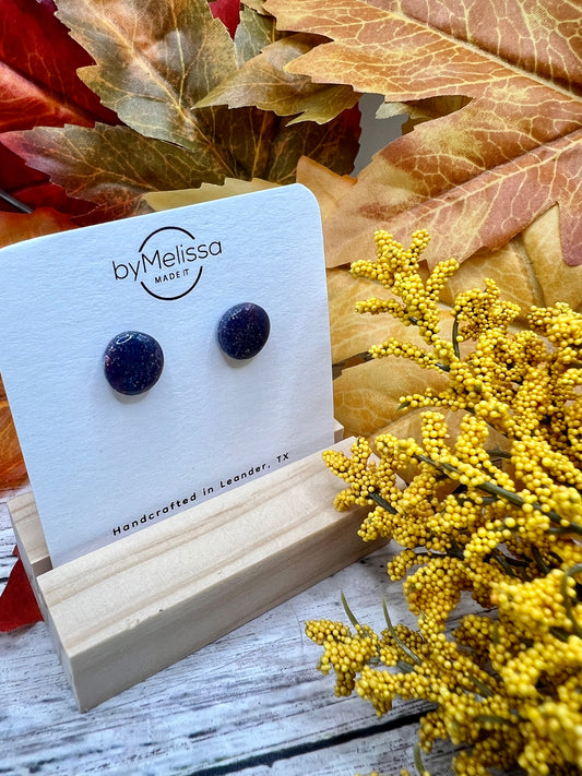 Navy and Maroon Small Circle Stud Earrings