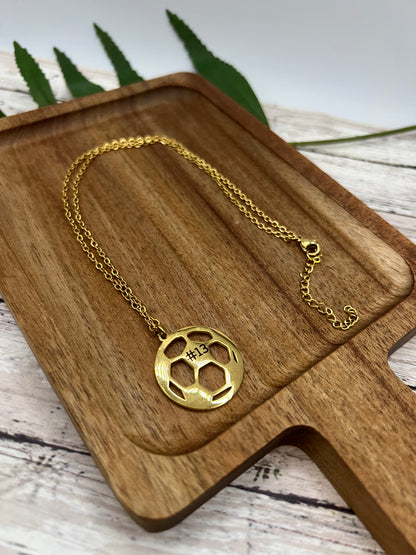 Engraved Soccer Pendant Necklace