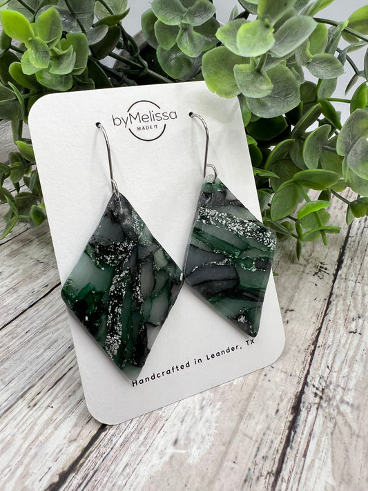 Cedar Park High School earrings, green and black CPHS spirit jewelry, Timberwolves game day accessory