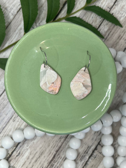 Blush Pink and White Small Kite Drop Earrings in Silver