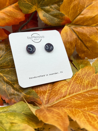 Navy and Maroon Small Circle Stud Earrings