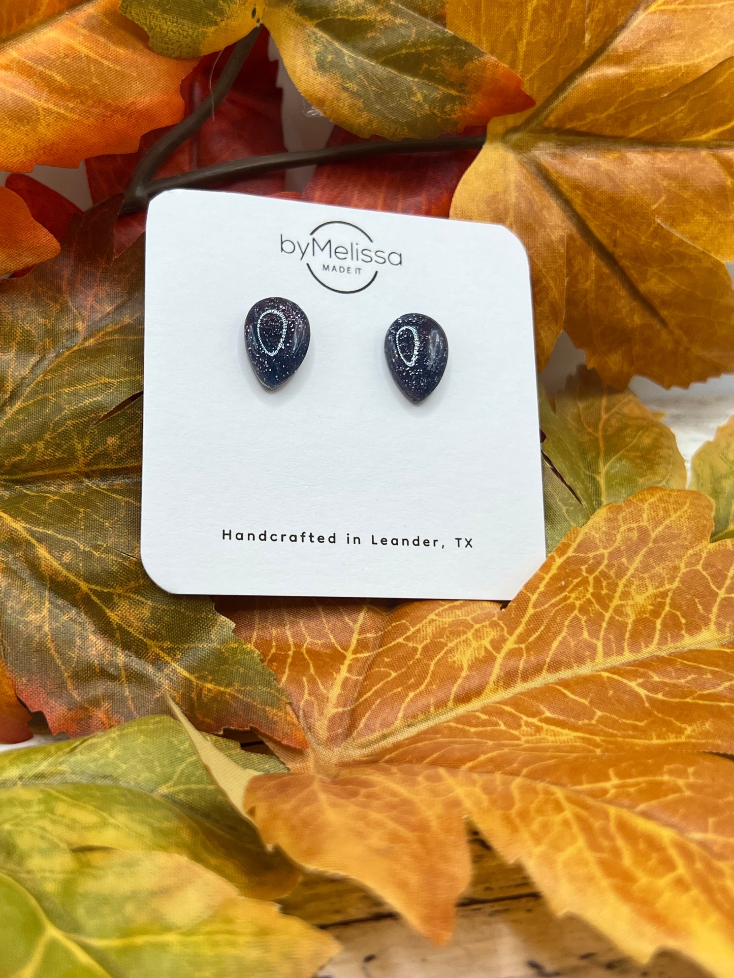 Navy and Maroon Teardrop Stud Earrings