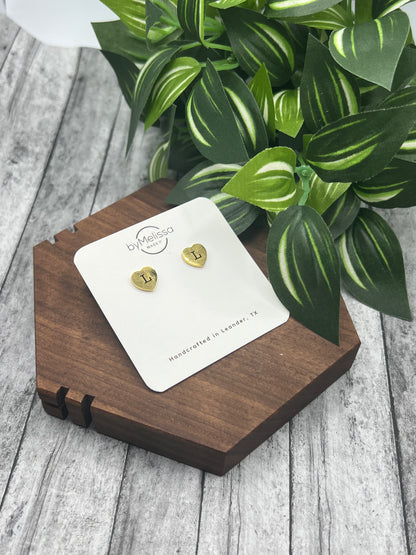 Engraved Heart Studs