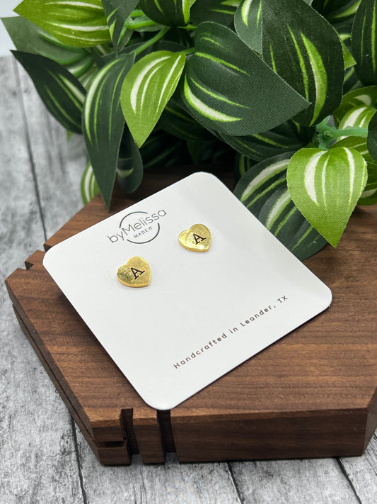 Engraved Heart Studs