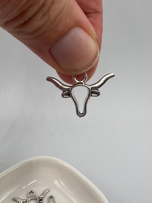 Silver Horned Cow Charm