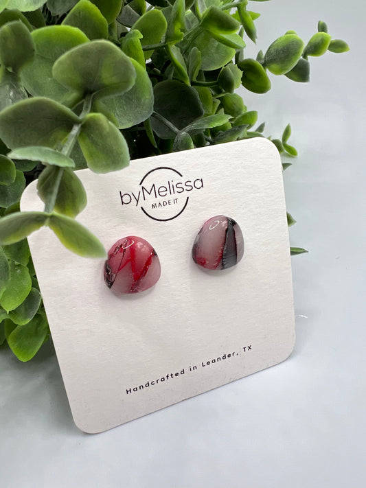 Red and Black Gumdrop Stud Earrings