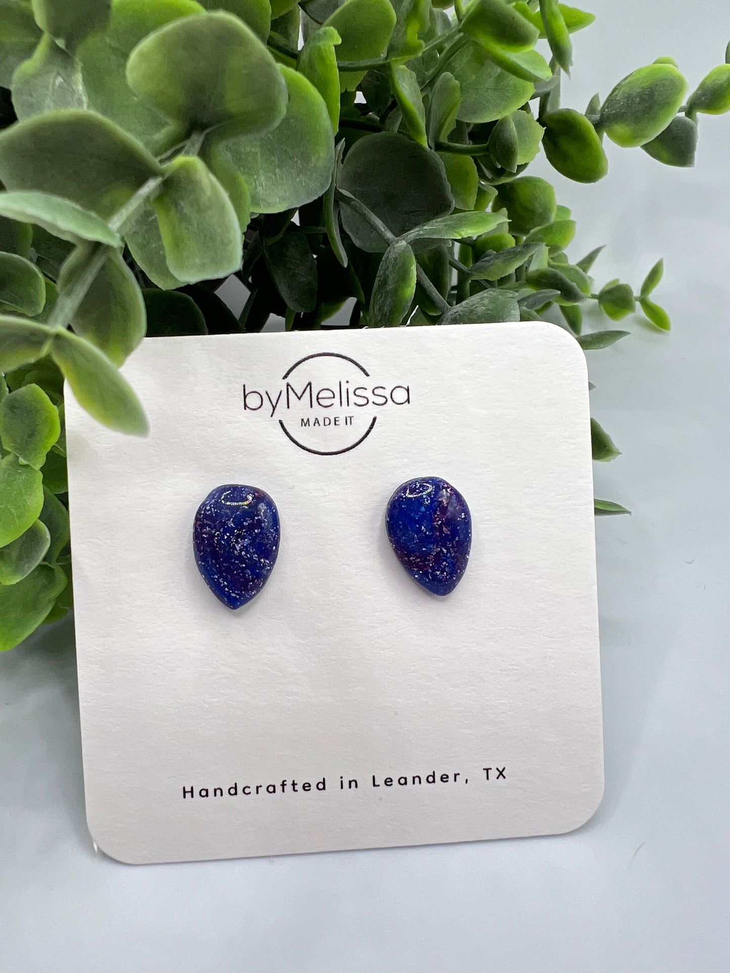 Red and Blue Teardrop Stud Earrings