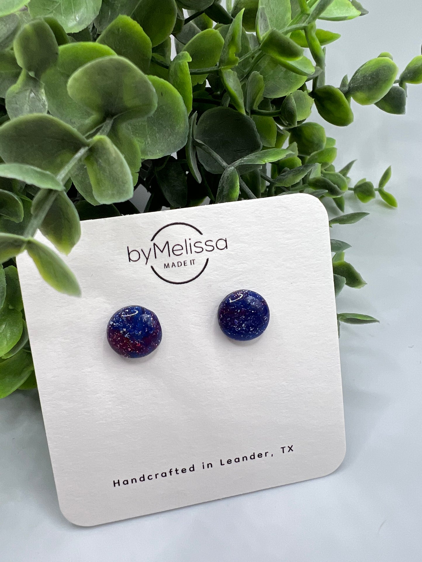 Red and Blue Small Circle Stud Earrings