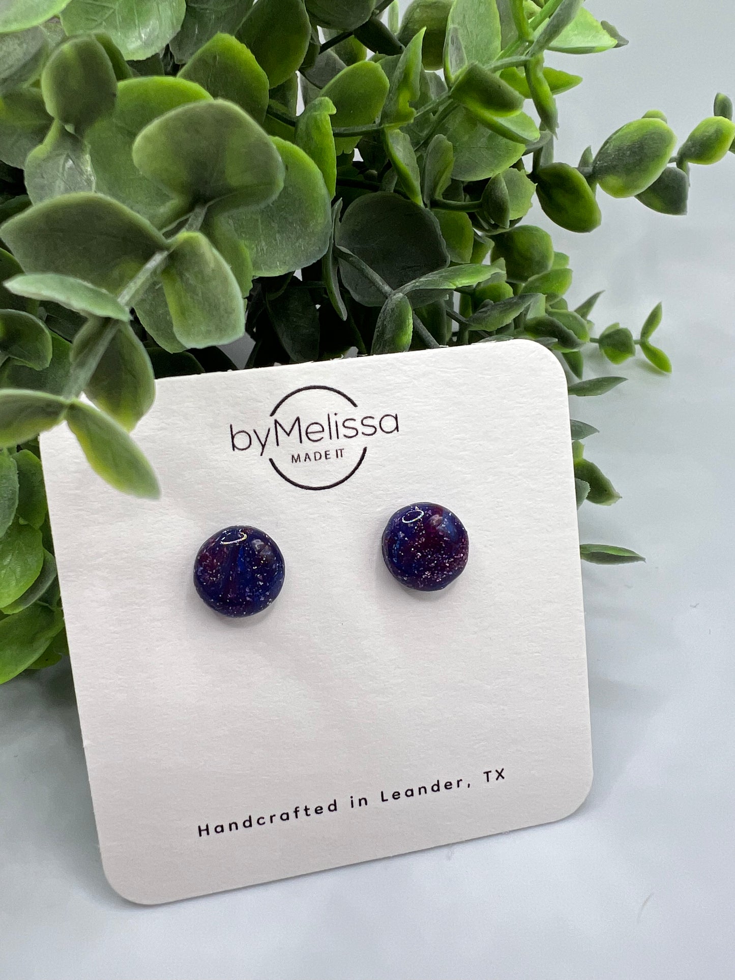 Red and Blue Small Circle Stud Earrings