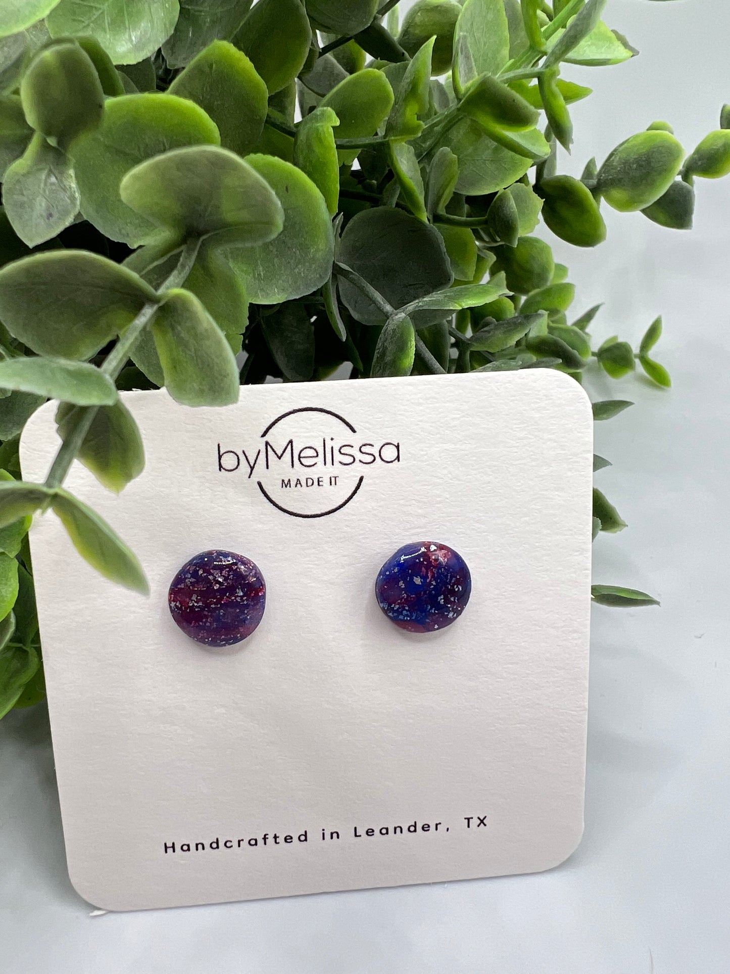 Red and Blue Small Circle Stud Earrings