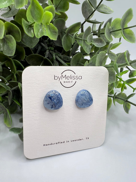 Navy and Columbia Blue Gumdrop Stud Earrings