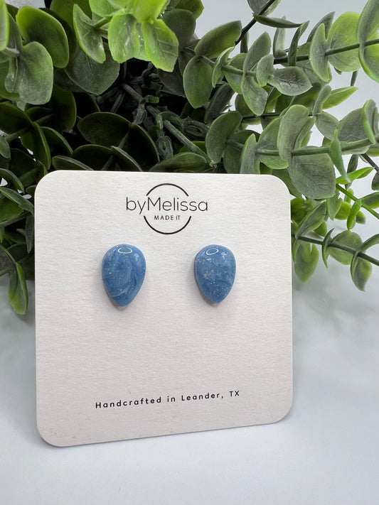 Navy and Columbia Blue Teardrop Stud Earrings