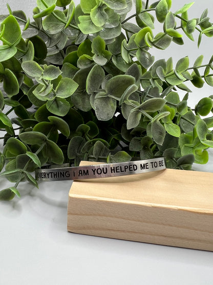 Engraved Flat Bangle with Heart Cutouts